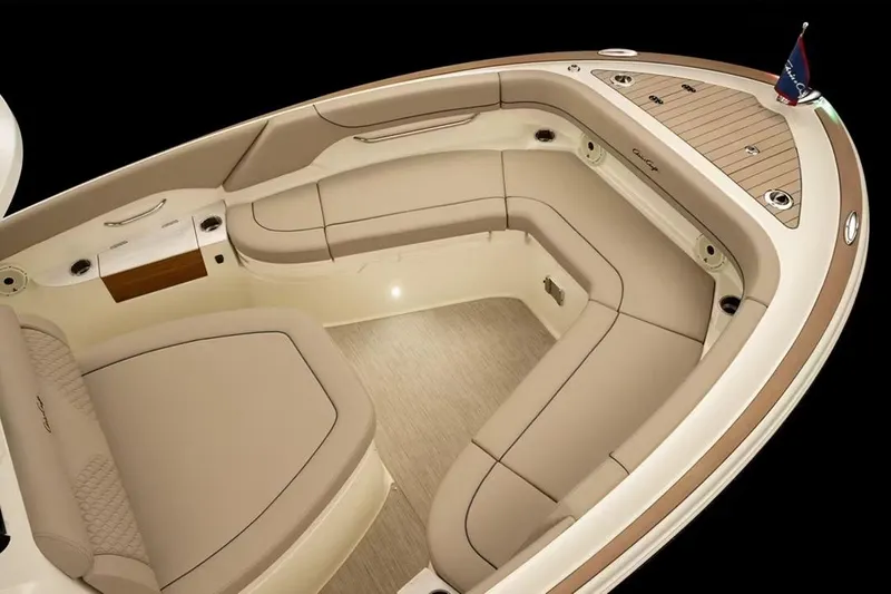 Slide: The Image of Manufacturer Provided Image: Luxurious interior of 2026 Chris-Craft Catalina 28 boat with elegant seating and wood accents. - 6