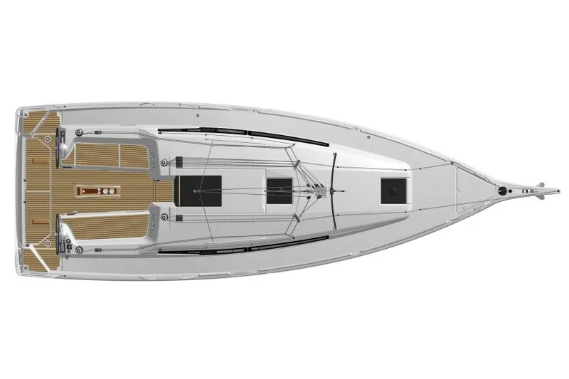 Slide: The Image of Manufacturer Provided Image: Top view of 2025 Jeanneau Sun Odyssey 350 sailboat, showcasing deck layout. - 15