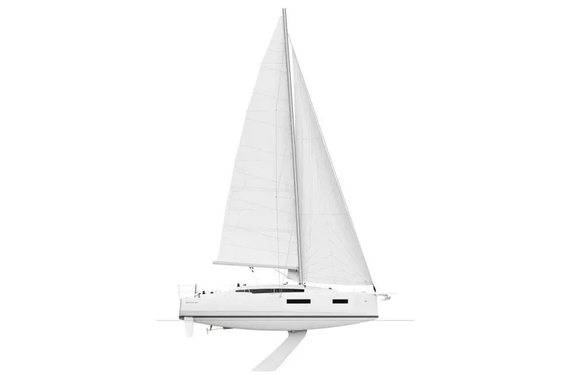 Slide: The Image of Manufacturer Provided Image: 2025 Jeanneau Sun Odyssey 350 sailboat, side view, with full sails. - 14