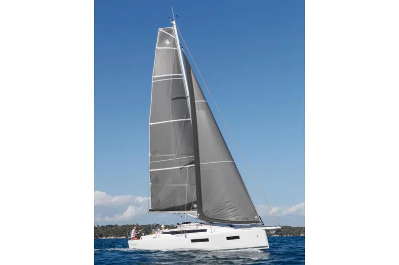 Slide: The Image of Manufacturer Provided Image: 2026 Jeanneau Sun Odyssey 350 sailing on open water under clear blue skies. - 7