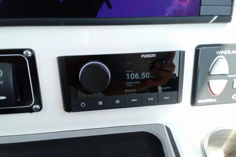 Slide: The Image of Fusion radio display on 2022 Sea Fox 228 Commander boat dashboard. - 29