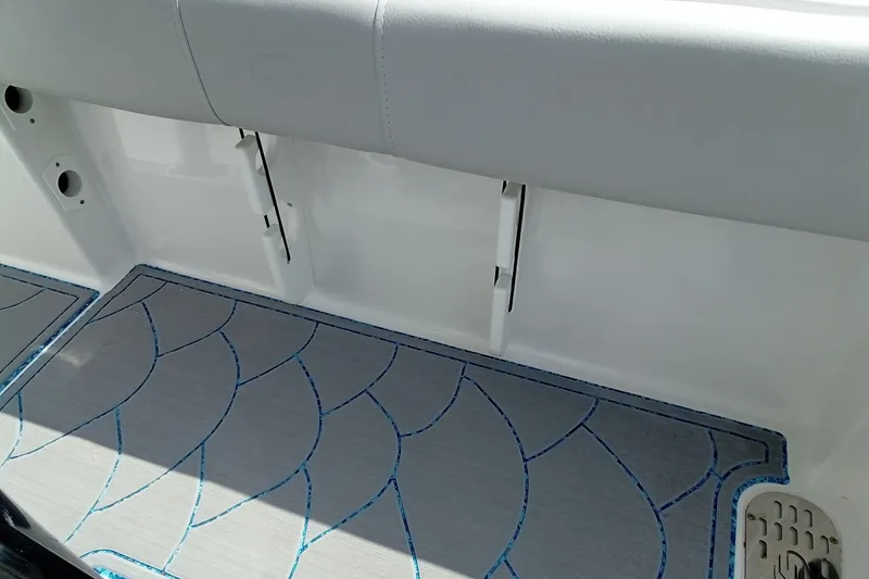 Slide: The Image of Interior view of 2022 Sea Fox 228 Commander boat with patterned flooring. - 24