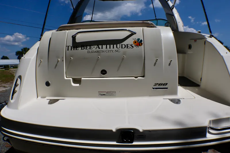 Slide: The Image of 2010 Sea Ray Sundancer 260 boat stern with "The Bee-Attitudes" text, Elizabeth City, NC. - 53
