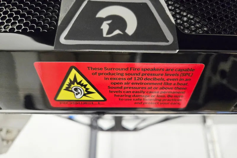 Slide: The Image of Warning label on Centurion Ri245, 2026 model, about high sound pressure levels. - 14