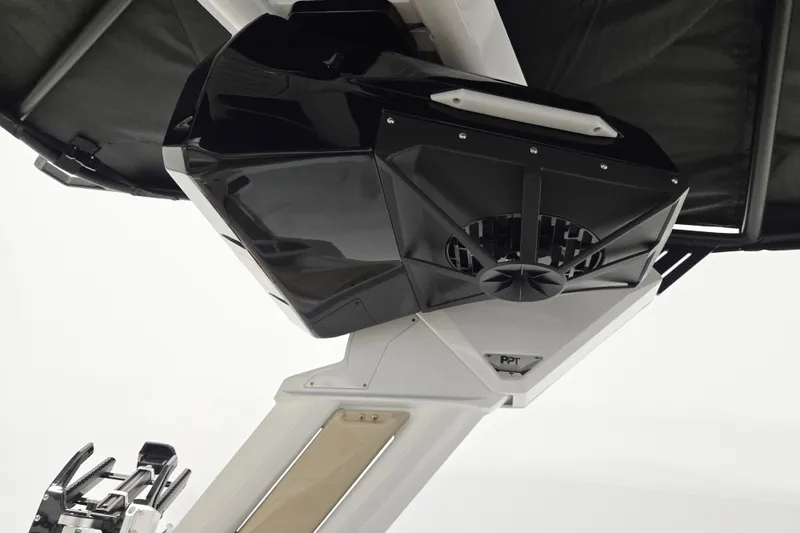 Slide: The Image of 2026 Centurion Ri245 boat speaker system under black canopy. - 12