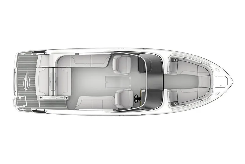 Slide: The Image of Top view of a 2022 Chaparral 307 SSX boat with spacious cockpit and seating areas. - 5