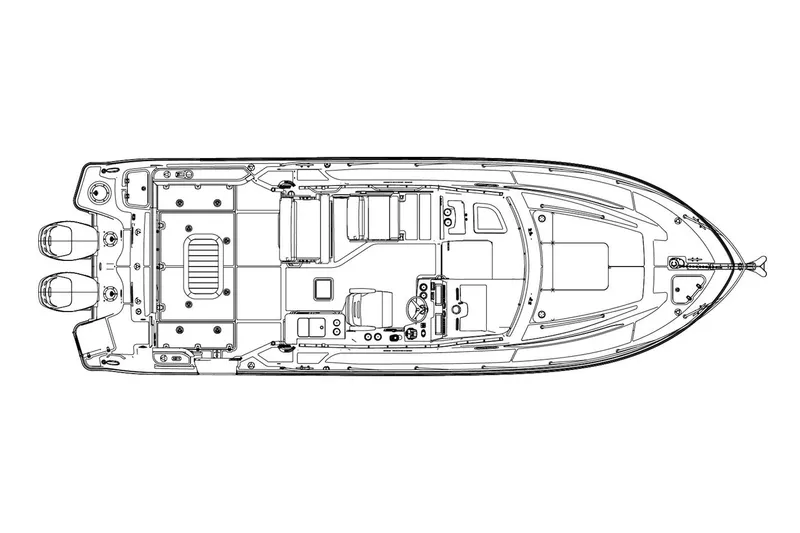 Slide: The Image of Manufacturer Provided Image: Top view schematic of 2023 Boston Whaler 325 Conquest boat layout. - 30