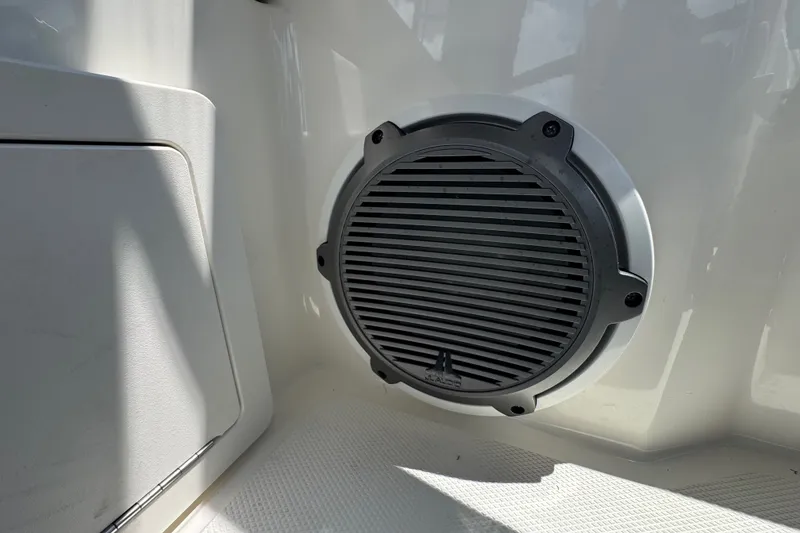 Slide: The Image of Speaker on 2023 Boston Whaler 325 Conquest boat interior, showcasing modern design. - 24