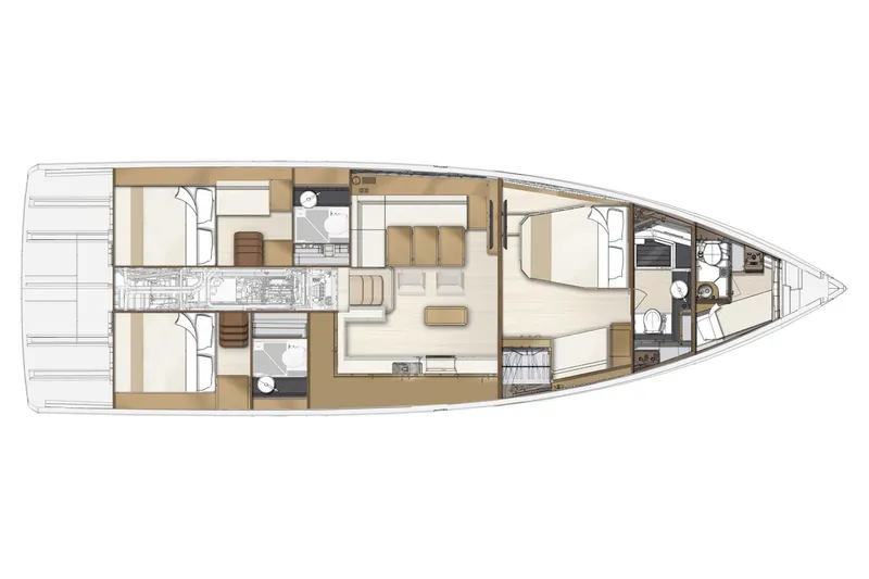 Slide: The Image of Manufacturer Provided Image: Floor plan of a 2026 Jeanneau 55 yacht, featuring spacious cabins and modern amenities. - 16