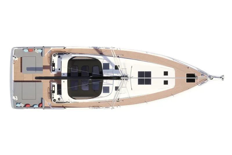 Slide: The Image of Manufacturer Provided Image: Top view of 2026 Jeanneau 55 yacht, showcasing sleek design and spacious deck layout. - 14