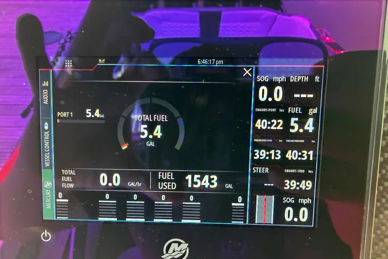 Slide: The Image of Display screen of 2024 Nor-Tech 390 Sport showing fuel and engine data. - 34
