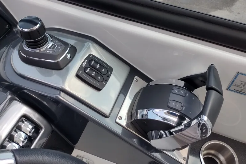 Slide: The Image of Control panel of 2026 Formula 350 Crossover Bowrider with joystick and throttle controls. - 34