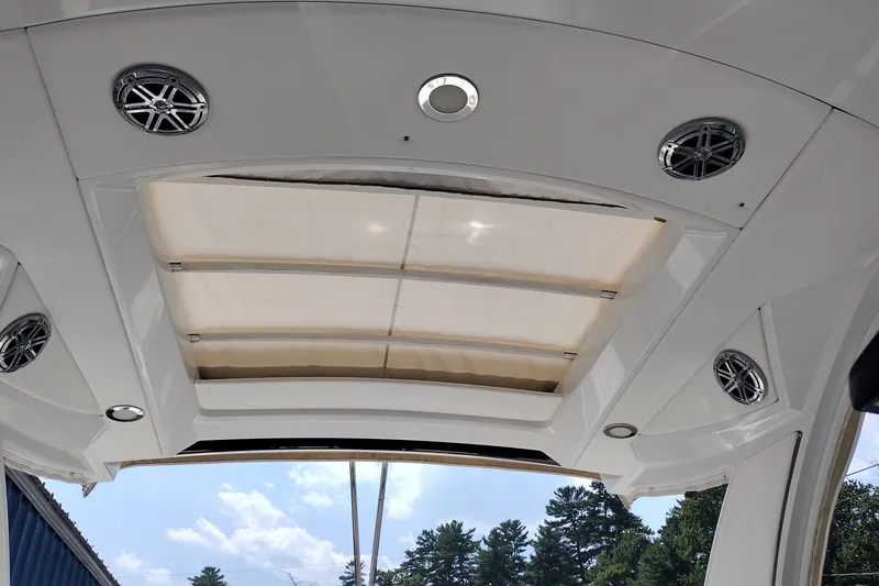 Slide: The Image of 2026 Formula 350 Crossover Bowrider interior roof with speakers and skylight. - 52