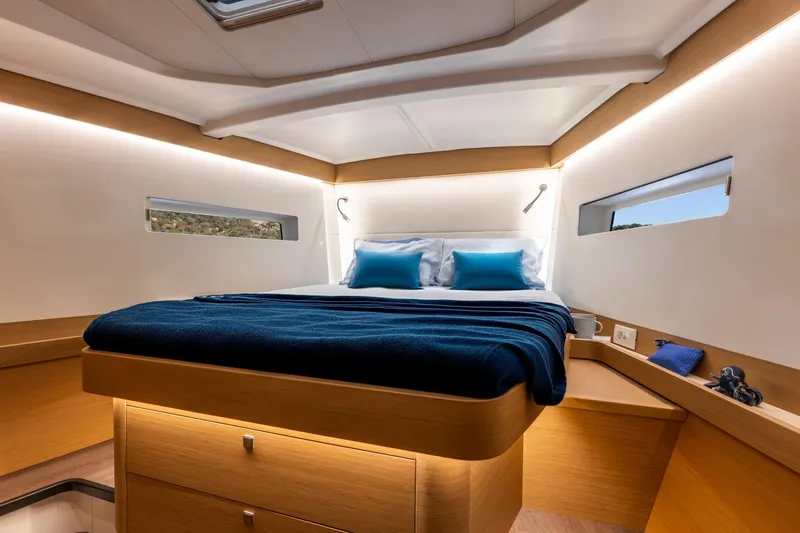 Slide: The Image of Luxurious cabin interior of 2026 Jeanneau Sun Odyssey 455 yacht with modern design. - 8