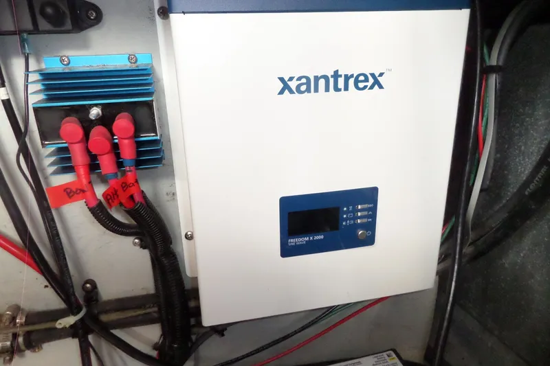 Slide: The Image of Xantrex Freedom X 2000 inverter in 1997 Mainship 350 Trawler engine room. - 15