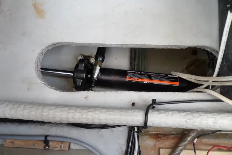 Slide: The Image of Hydraulic steering system in 1997 Mainship 350 Trawler boat. - 70