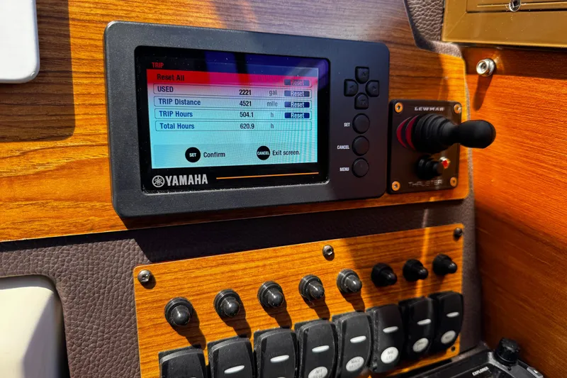 Slide: The Image of Yamaha control panel on 2020 Ranger Tugs R-23 boat dashboard. - 3