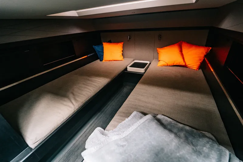 Slide: The Image of Luxurious interior cabin of 2022 Windy SR44 yacht with vibrant cushions. - 26