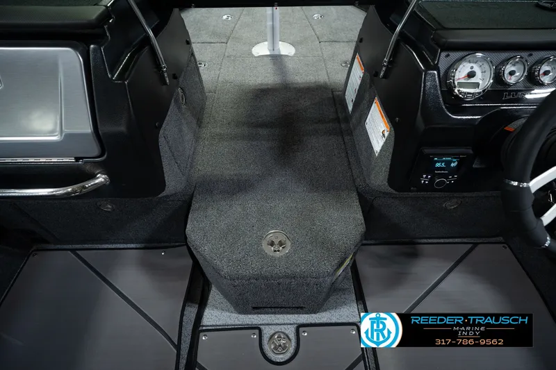 Slide: The Image of Interior of 2026 Lund 1975 Pro-V Sport boat with modern dashboard and seating. - 32
