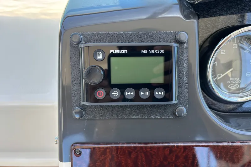 Slide: The Image of Fusion MS-NRX300 stereo system on 2013 Sea Ray Sundancer 310 dashboard. - 17