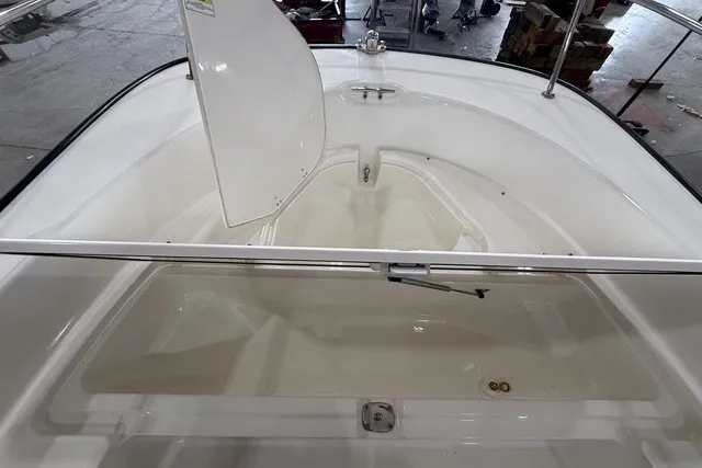 Slide: The Image of 2015 Boston Whaler 210 Montauk boat interior, showcasing spacious storage compartment. - 13