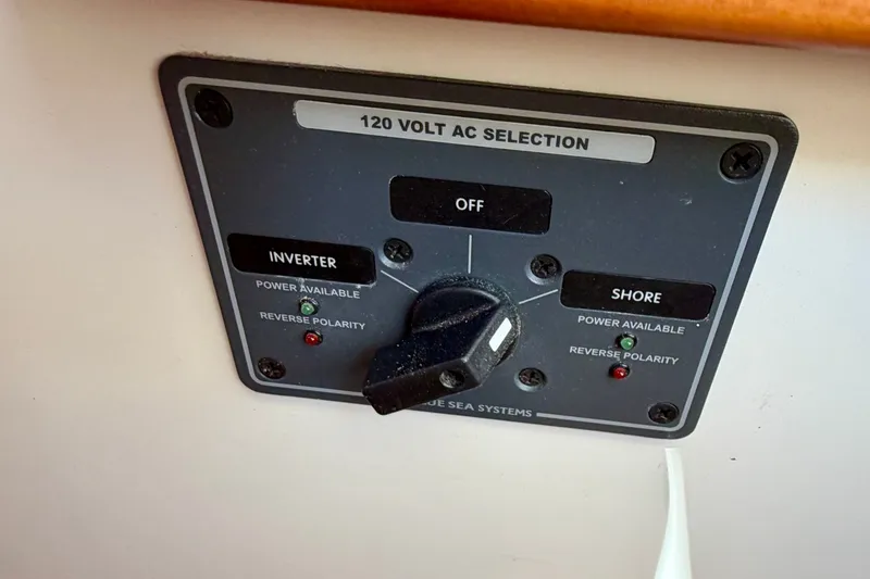Slide: The Image of Control panel for 120V AC selection on 2009 MJM 29z Downeast boat. - 22