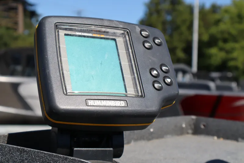 Slide: The Image of Close-up of a Humminbird fish finder on a 2007 Tacoma Jet boat. - 11