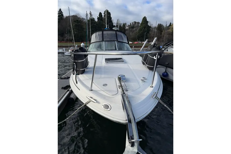 Slide: The Image of 2007 Sea Ray 280 Cuddy Cabin boat docked at marina. - 2