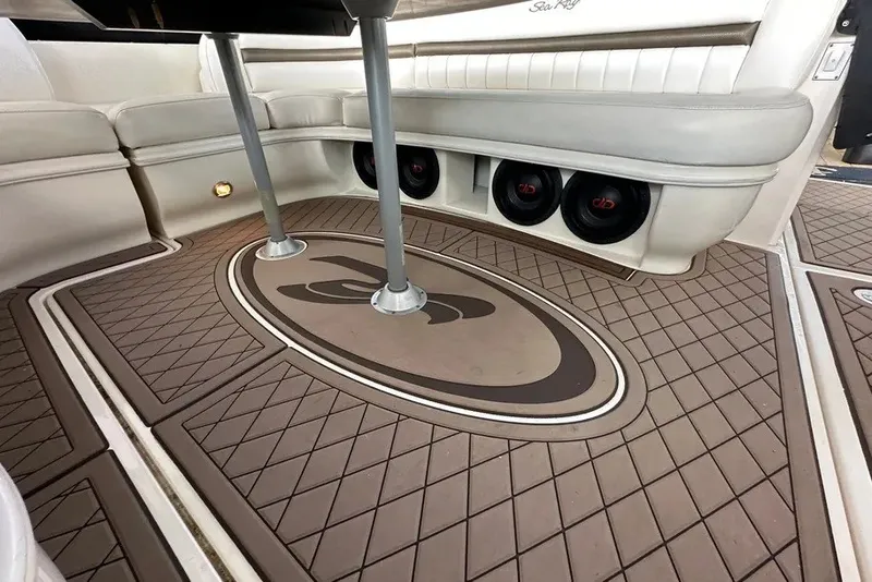 Slide: The Image of Luxury interior of 2006 Sea Ray 44 Sundancer yacht with custom flooring and seating. - 43