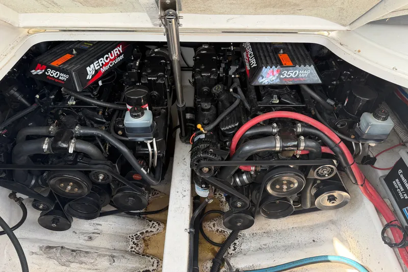 Slide: The Image of Twin Mercury MerCruiser 350 MAG engines in a 2002 Formula 27 Performance Cruiser. - 8