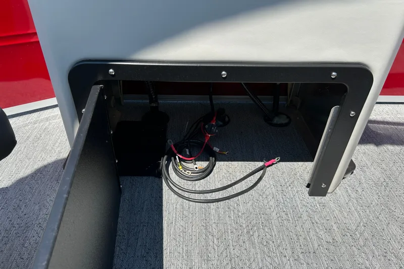 Slide: The Image of Storage compartment wiring in 2026 Sun Tracker Fishin' Barge 22 DLX boat. - 21