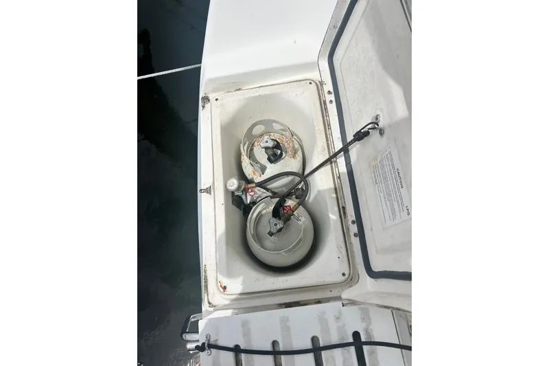 Slide: The Image of Propane storage compartment on 2007 Hunter 41 Deck Salon sailboat. - 19