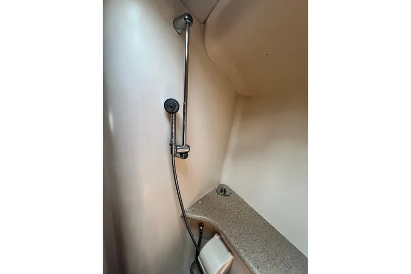 Slide: The Image of Shower area in 2007 Hunter 41 Deck Salon yacht, featuring modern fixtures and sleek design. - 73