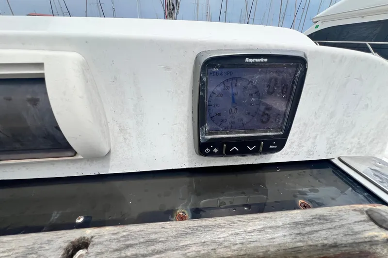 Slide: The Image of Raymarine navigation display on 2007 Hunter 41 Deck Salon yacht dashboard. - 40