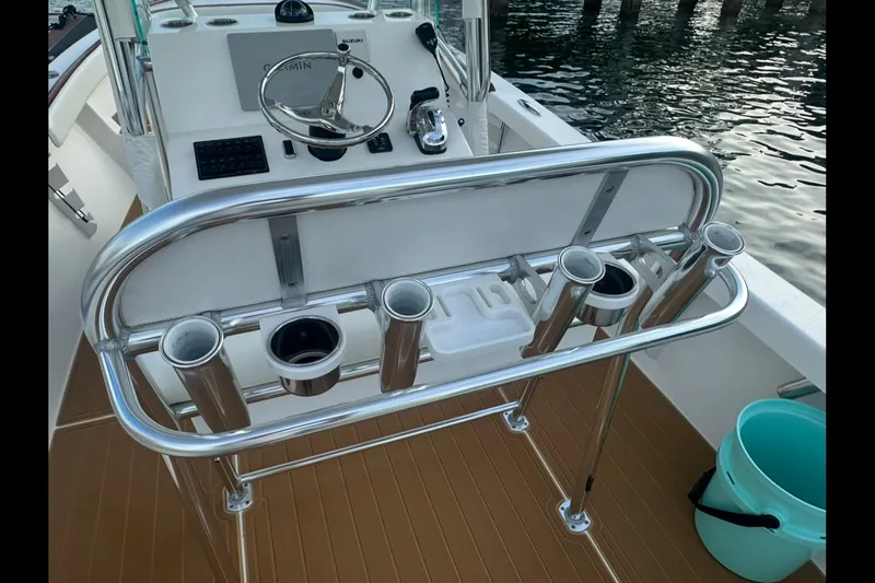 Slide: The Image of 2019 Albury Brothers 23 Forward Seating boat with rod holders and steering console. - 25