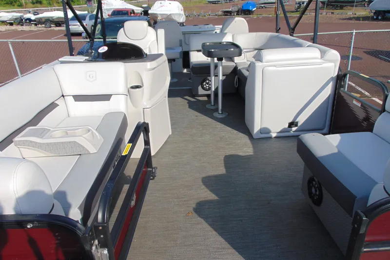 Slide: The Image of 2022 Godfrey Sweetwater 2186 FS pontoon boat interior with spacious seating and modern design. - 7