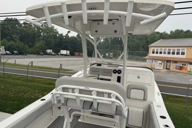 Slide: The Image of 2022 Sea Fox 249 Avenger boat with T-top and dual Garmin displays. - 28