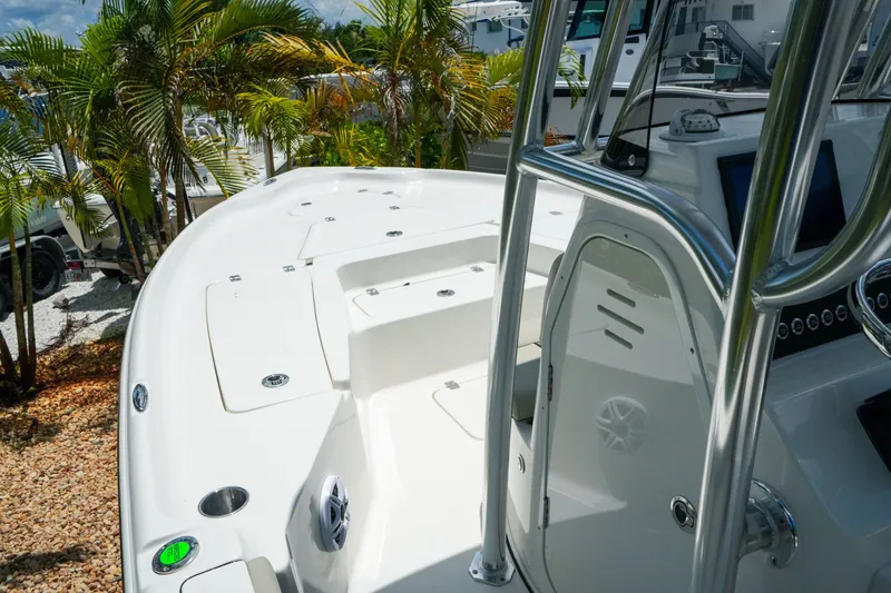 Slide: The Image of 2027 Key West 230 Bay Reef boat deck with sleek design and modern features. - 17