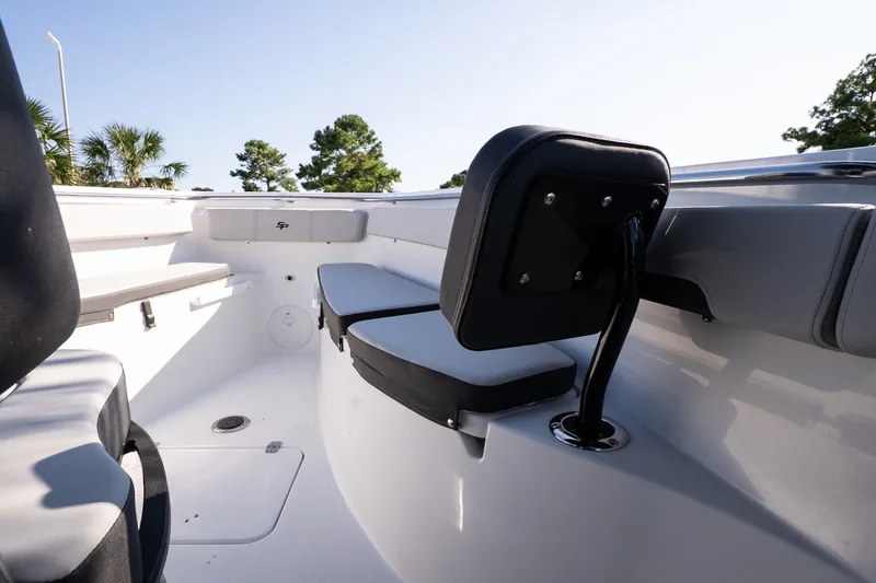 Slide: The Image of 2027 Sea Pro 262 Offshore boat interior with seating and sleek design. - 12