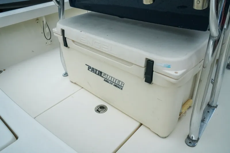 Slide: The Image of 2021 Pathfinder 2300 HPS boat with Engel cooler on deck. - 10