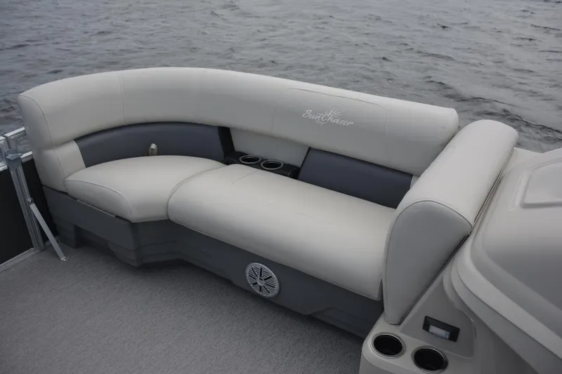 Slide: The Image of Manufacturer Provided Image: SunChaser Vista 20 LR 2021 pontoon boat with comfortable seating and cup holders. - 4