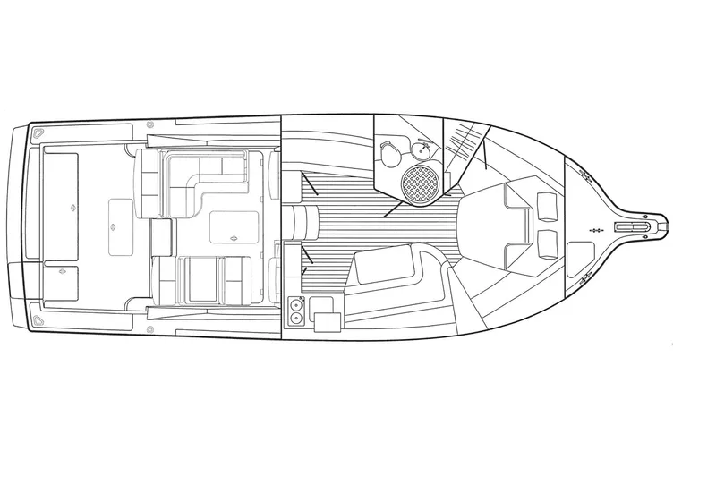 Slide: The Image of Top view schematic of 2005 Tiara Yachts 3800 Open boat layout. - 43