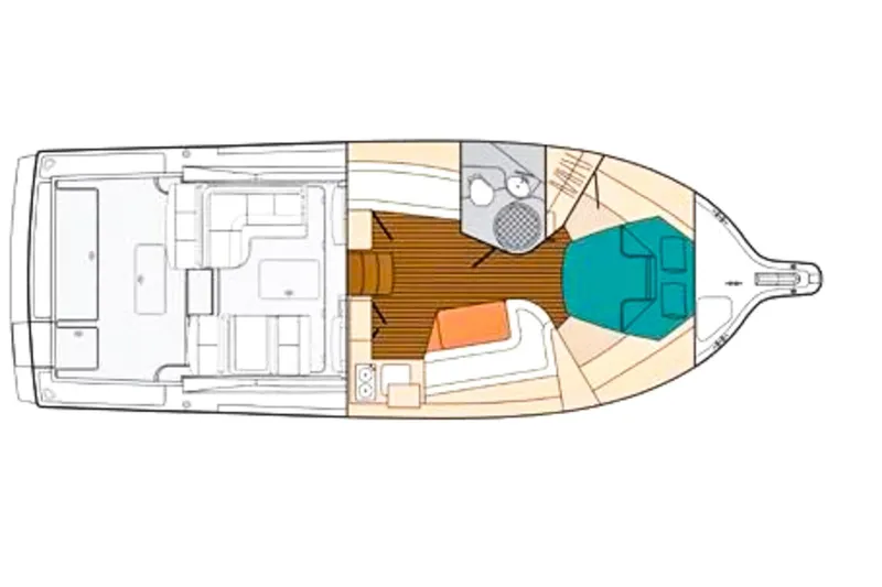 Slide: The Image of Floor plan of a 2005 Tiara Yachts 3800 Open, showcasing interior layout. - 42
