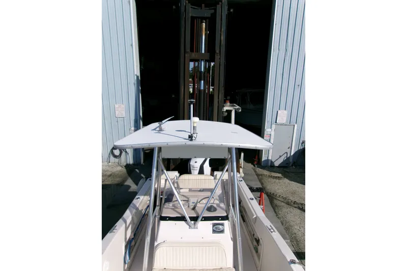 Slide: The Image of 2000 Grady-White Escape 209 boat in storage facility, viewed from above. - 45
