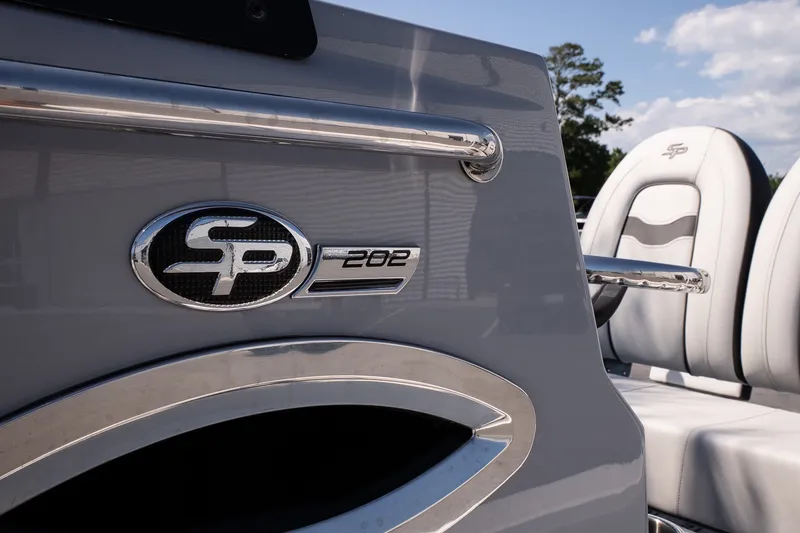 Slide: The Image of 2027 Sea Pro 202 Center Console boat interior with logo and seating detail. - 15