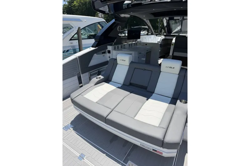 Slide: The Image of 2024 Cruisers Yachts 42 GLS OB interior with luxurious seating and modern design. - 19