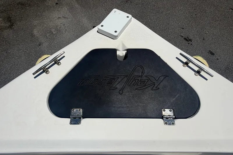 Slide: The Image of Bow of 2022 Key Largo 180 Center Console boat with logo and cleats. - 30