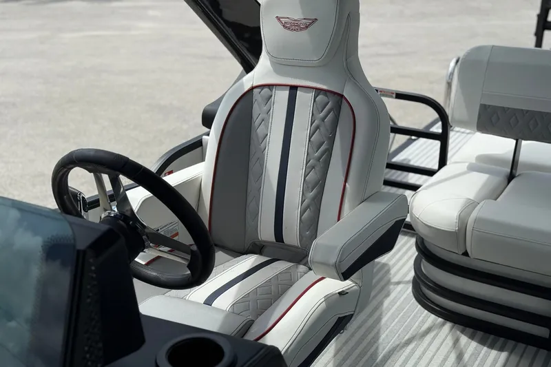 Slide: The Image of Luxurious interior of 2027 Bennington 26 MSB USA 250 Limited Edition boat, featuring premium seating. - 13
