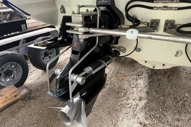 Slide: The Image of 2008 Formula 353 FASTech boat engine and propeller detail. - 26