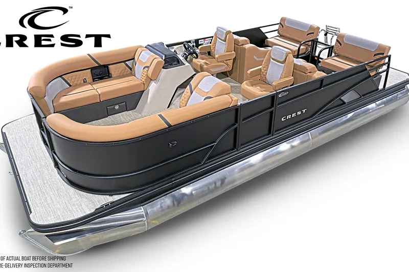 The Image of 2027 Crest Conquest 230 SLRC pontoon boat with luxurious seating and sleek design. - 0